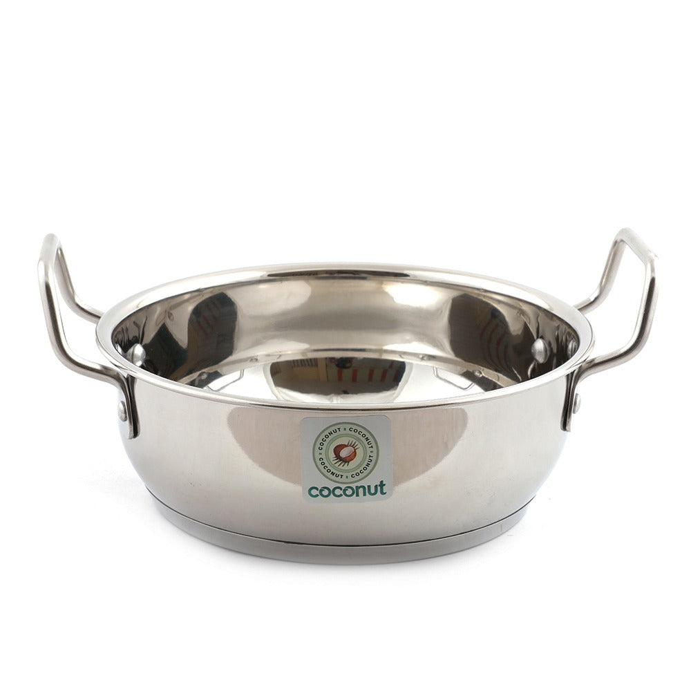 Coconut Stainless Steel Round Bottom Kadai Heavy Gauge (14G) for Cook –  Coconut Store