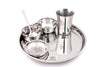 Coconut Stainless Steel Platina Laser Design Dinner Set - 6pc, Solid, Heavy Gauge / Plate, Bowl, Glass, Spoon Set / Serves One Person / Lunch Set / Dinner Set, Laser Design dinner set / Tableware / Dining Set, Model - Platina Gift Set