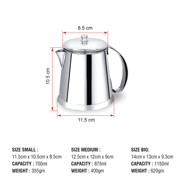 Coconut Stainless Steel Tea or Coffee Pot/Kettle - 1 Unit