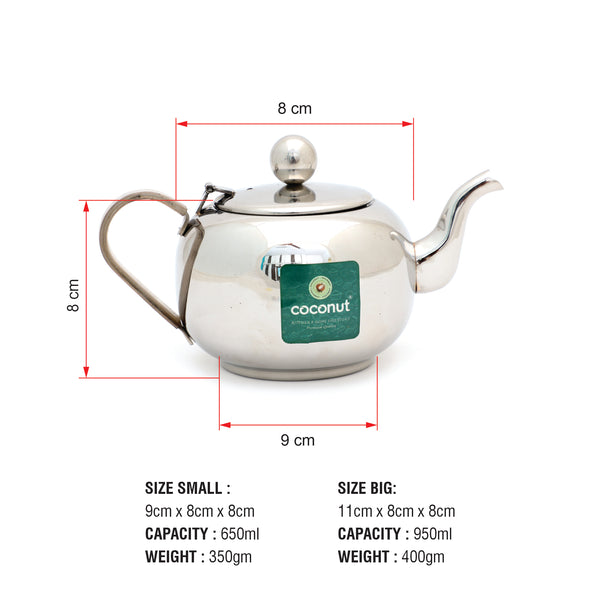 coconut Stainless Steel Tea or Coffee Pot/Kettle - 1 Unit