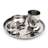 Coconut Stainless Steel Hammered Dinner Set of 5-1 Dinner Plate (10 inch), 1 Snaks Plate (4 inch), 1 Bowl (150 ml), 1 Glass (250 ml) (Approx.), 1 Tea Spoon - Hammered, Stainless Steel