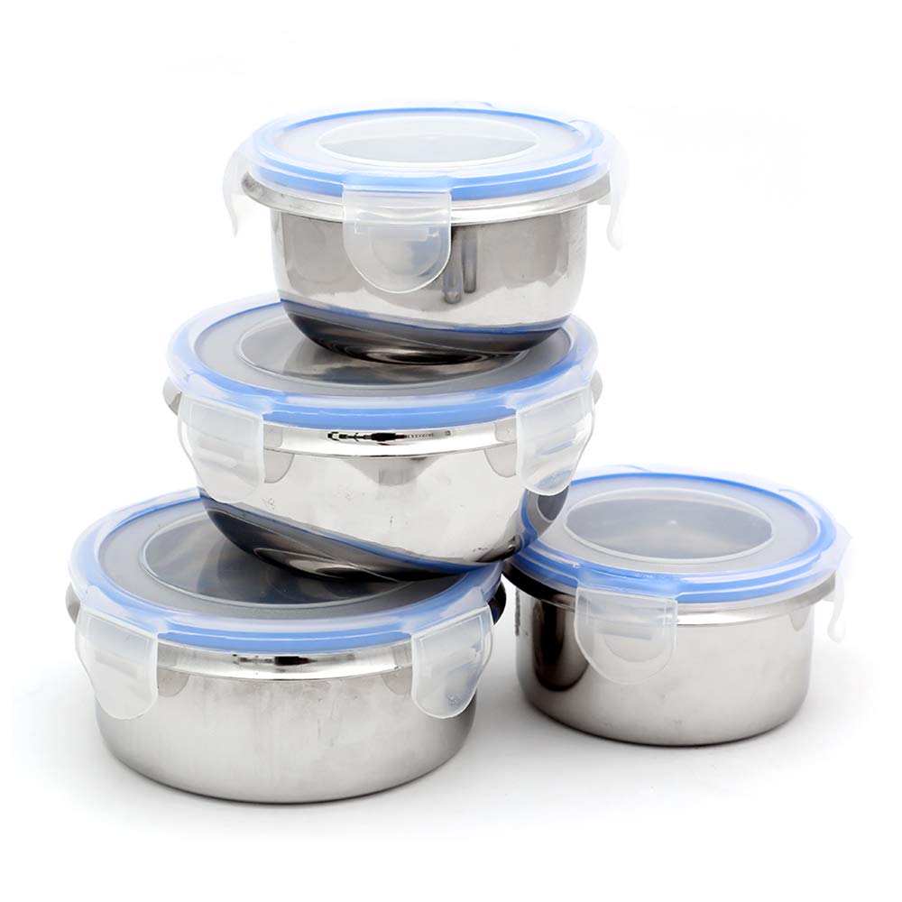 Coconut Stainless Steel Lock N Lock, Air Tight Storage Containers - Set of 4 (100 ML - 1 Units, 150 ML - 1 Units, 250 ML -1 Units & 400 ML- 1 Units)