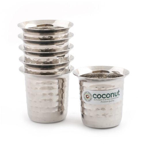 Coconunt Hammered Coffee Glass - D12 (Set of 6)(Stainless Steel, Food Grade)
