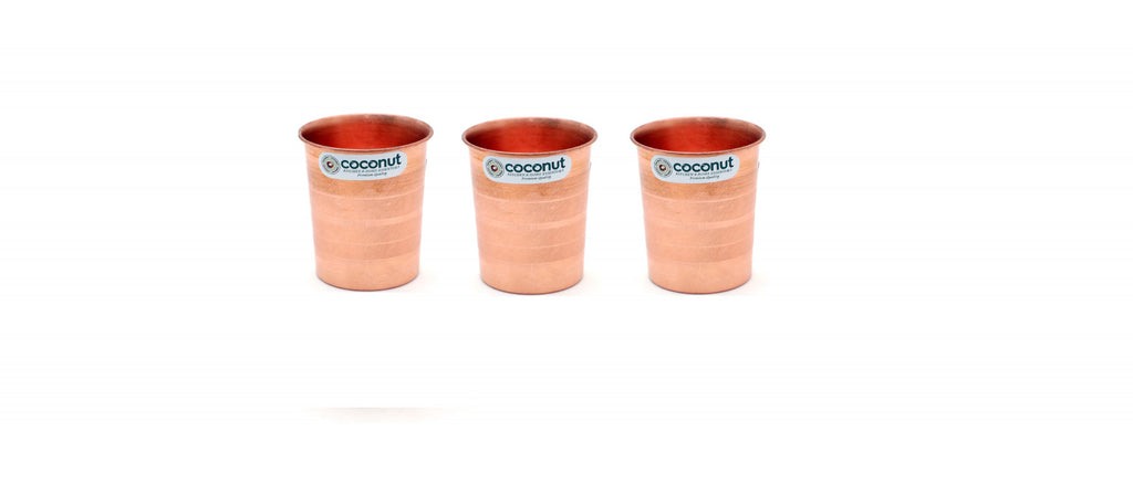 Coconut Stainless Steel CP1 Expo Copper Water Glasses - Set of 3 (300 ML Each)