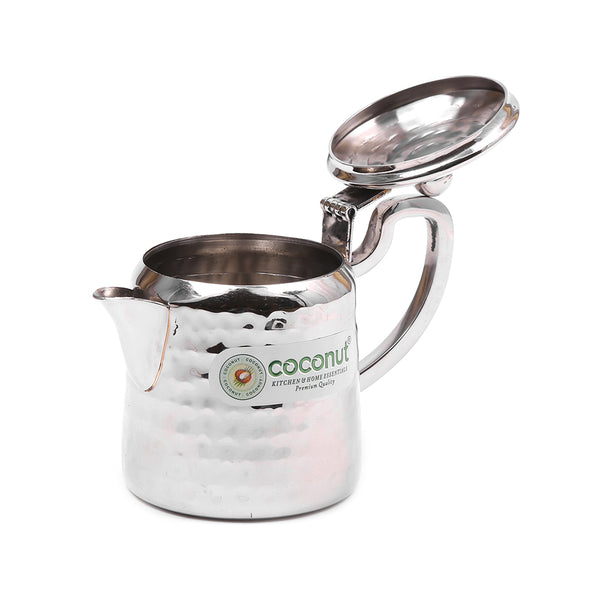 Coconut Stainless Steel - Hammered Tea Pot | Ideal for use at Home, Offices, Coffee Shops, Hotels I perfect for serving tea, coffee, Hot Beverages | Model - T4 Pentagon