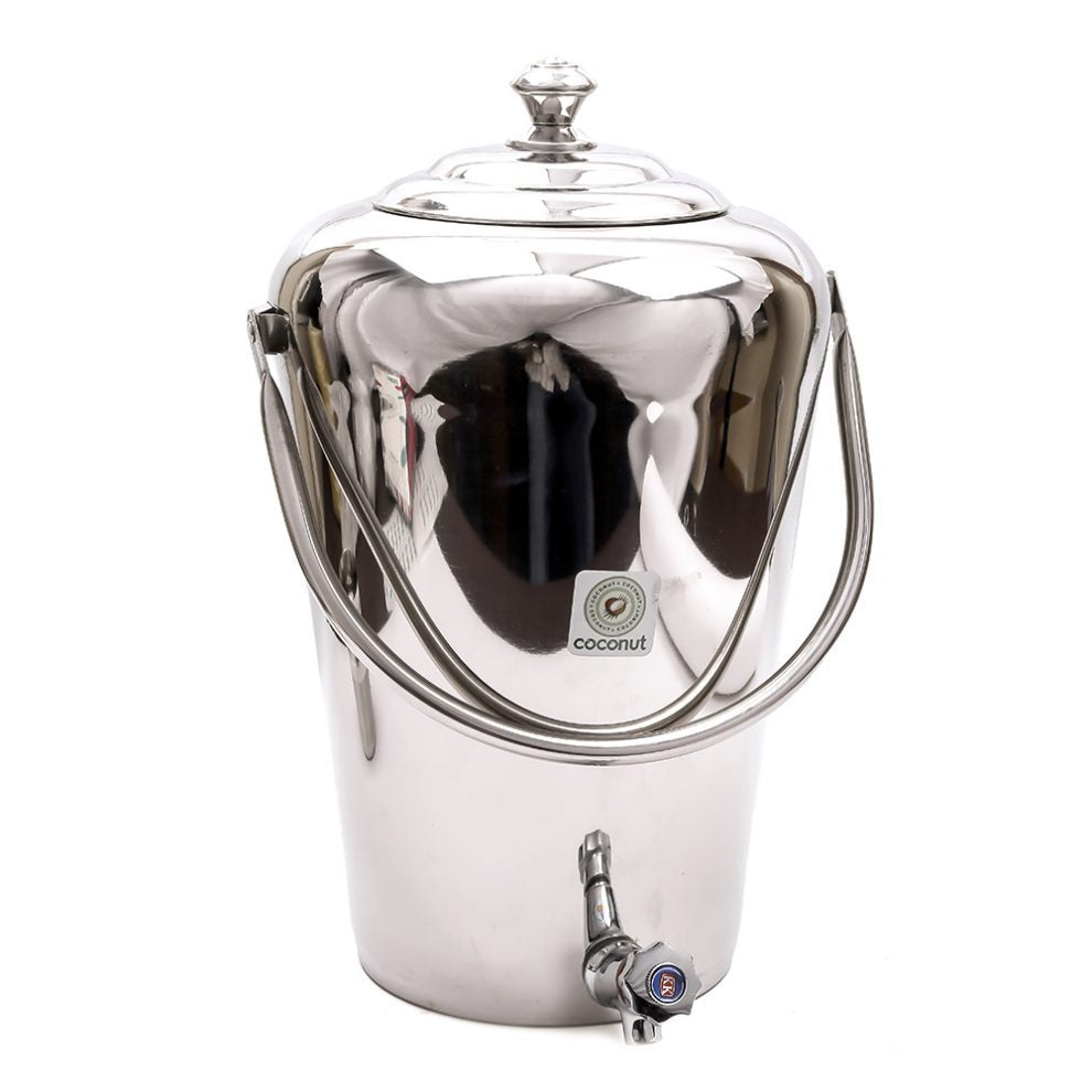 Coconut W3 Stainless Steel Vertical Water Pot/Container with Tap - 1 PC (Capacity: 10 litres)