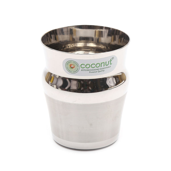 Coconut Stainless Steel - Glasses For Serving Water, Juice, Beverages | Capacity 270ml | Heavy Gauge | Durable | Food Grade | BPA Free | Model - A41 Trinity Glass