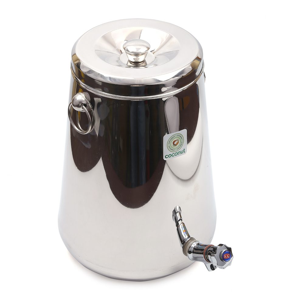 Coconut W2 Stainless Steel Vertical Water Pot/Container with Tap - 1 PC (Capacity: 10 litres)