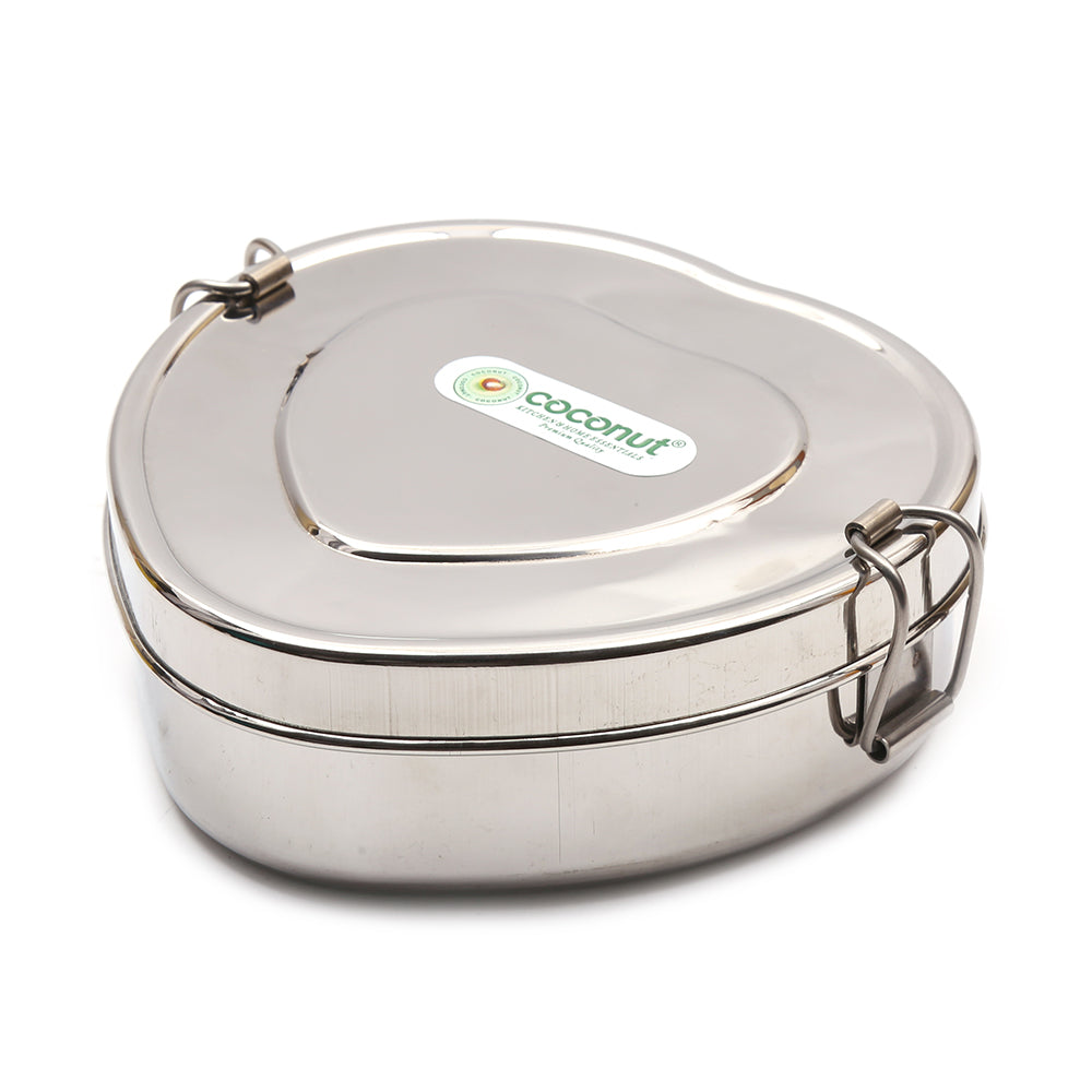 Coconut Stainless Steel Heart Shape Lunch Box with Plate - 1 Unit - 13cm