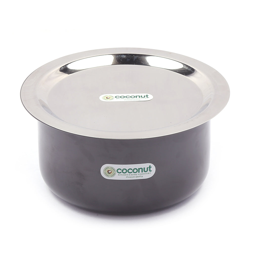 Coconut Hard Anodised Tope/Patila for Cook and Serve with SS Lid and Gas Stove & Induction Base Top Compatible