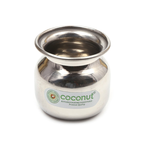 Coconut Stainless Steel - Lota | Pack of 2 | Kalash | Gunj | Chambu | Traditional Pot | Ideally Used in Pooja, Kitchen, Bathroom | Lota for Drinking Juice, Lassi, Water | Mirror Finish | Heavy Gauge | Model - L19 Jamuna Junior