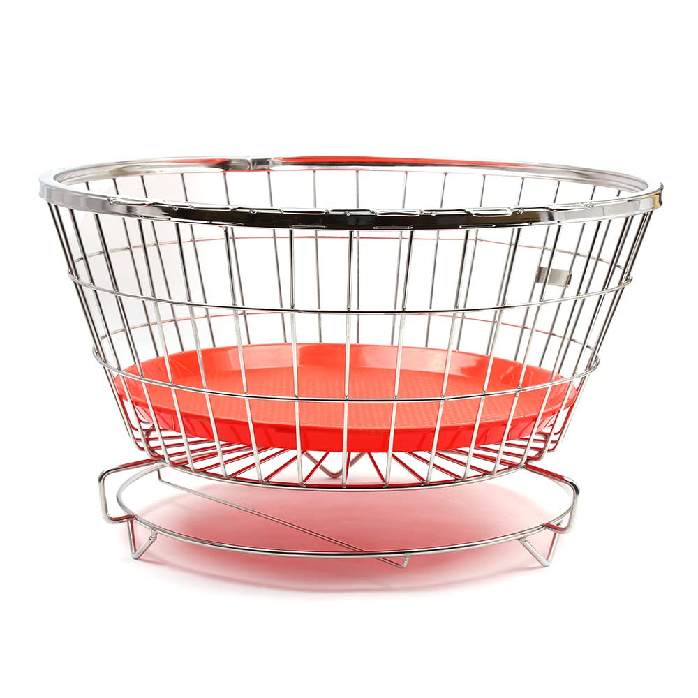 Coconut Stainless Steel Dish Drainer Bartan Basket Kitchen Basket After wash Utensil Basket Tokri Dish Drying Rack Must have in Kitchen