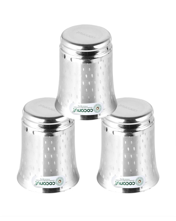 Coconut A19 Stainless Steel Shower Design Drinking Glass 300ml Each | Premium Matte Finish Designer Tumbler | Food Grade Stainless Steel | Rust Proof, BPA Free, Dishwasher Safe | Water, Juice, Milk & Beverage Glasses.