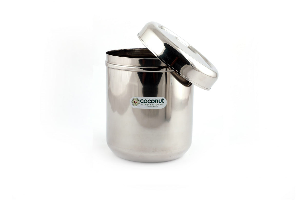 Coconut Stainless Steel Curve Deep Dabba/Container/Storage/Canister ...