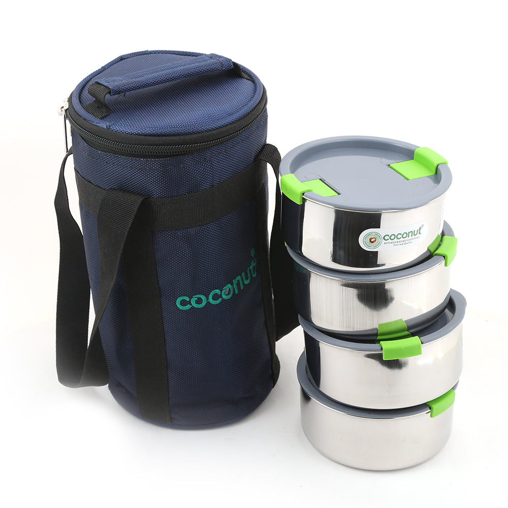 Coconut Stainless Steel Food Panda Lunch Box Set - Set of 4 - S40