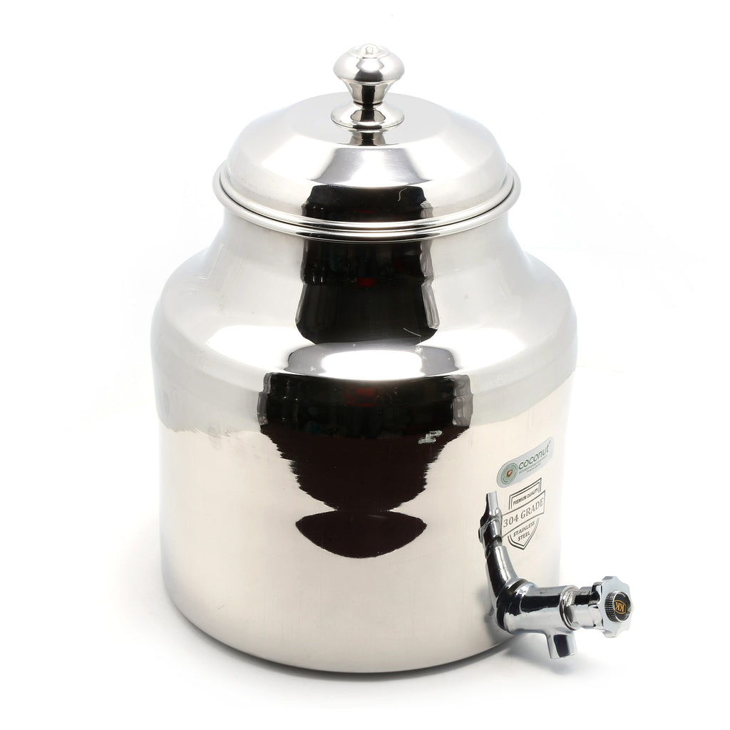 Container With Tap Coconut Stainless Steel Water Pot/Container with Tap - Capacity - 10 l ...