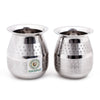 Coconut Stainless Steel Shower Satari Chambu/Lota/Kalash (Heavy Guage) - Set of 2 Piece- 200ML & 250ML