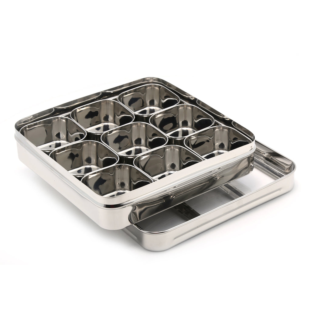 Coconut Stainless Steel Masala Box box - Square Lego - Spice box
