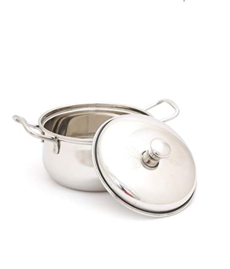 Coconut Stainless Steel Mysore Royal Handi - Cook & Serve Pot, Glass Lid with Handle, Heavy Gauge, Sturdy, Strong, Mirror Finish, Dishwasher safe, Induction Based, Model - Mysore Royale Handi ( V2 - Glass lid)