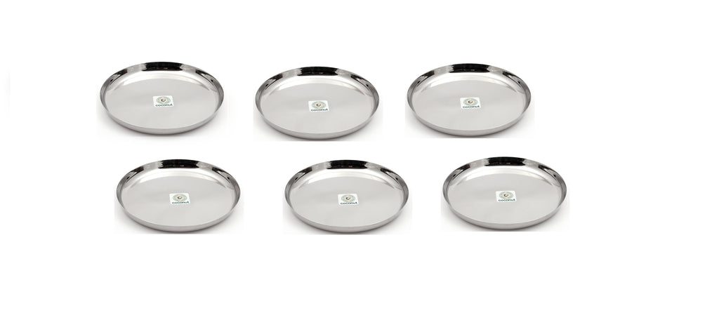 Coconut Stainless Steel Apple Plate/thali - set of 6 pc - Model - P8