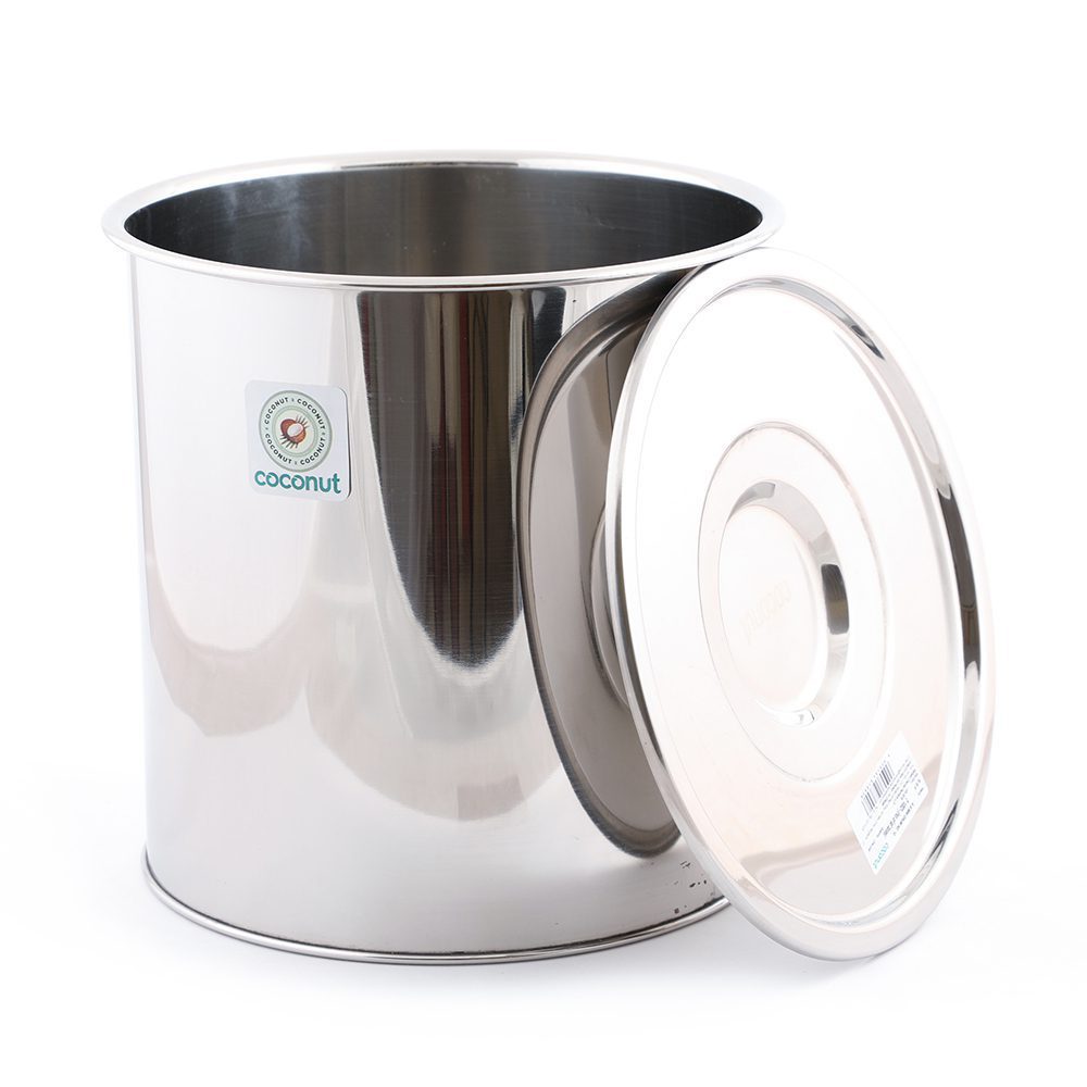 COCONUT Mini Drum 10 Stainless Steel Container With Lid - 8 L, Silver