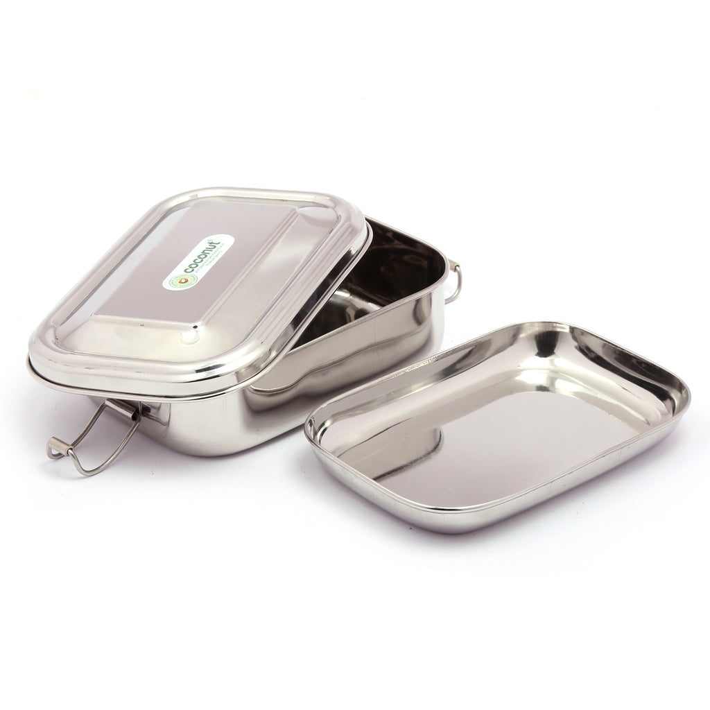 Coconut Stainless Steel Lunch Box 1 Container Rectangle Shape Single - Model - S25 Hero - 17cm