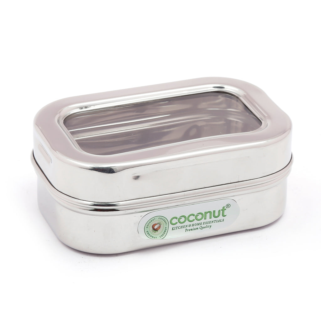 Coconut S30 Tango C Thru Dabba Stainless Steel Container/chutney - 1 Piece, Silver