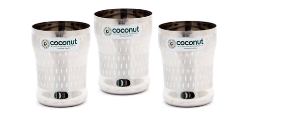 Coconut Stainless Steel Glasses - Capacity 250ml, Shower finish, Heavy gauge, Durable, BPA Free, Food Grade, Model A9