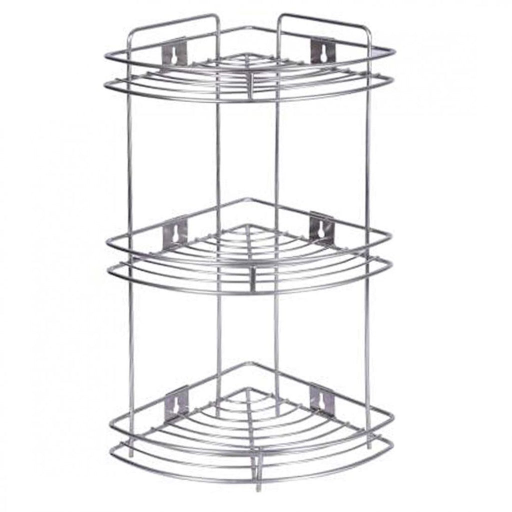 Coconut Stainless Steel Multipurpose Storage Kitchen Corner Rack/Stand/Shelf (Silver) 3 Step