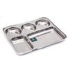 Coconut Stainless Steel Mini Meals - Heavy Gauge, Mirror finish, Durable, Partition Plate / Pav Bhaji Plate / Serving Plate /Lunch / Dinner / Bhojan / Compartment Plate, Model- P15 Mini Meals