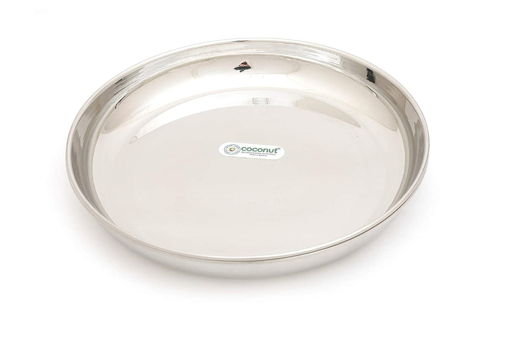 Coconut Stainless Steel Pulav Plate/Thali - Pack of 6